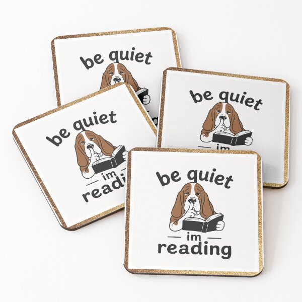 Item preview, Be quiet I'm reading, Funny Basset Hound, Book Lover, Dog Reading Gift designed and sold by Flying Alligator.