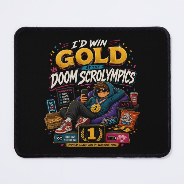 Item preview, Gold Medal in Doom Scrolling | Funny Procrastination Graphic Tee designed and sold by EverclearDesign.