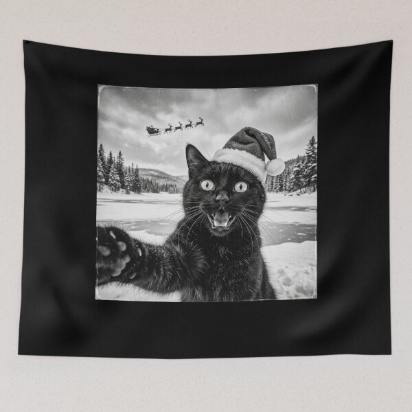 Item preview, Funny Black Cat Selfie with Santa Christmas Men Women Kids designed and sold by clothesy7.