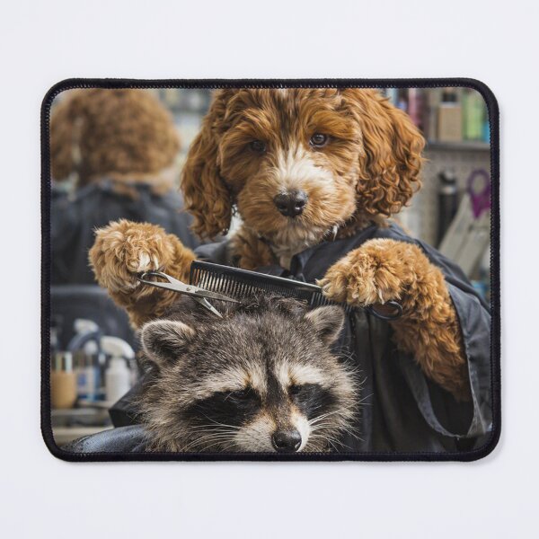 Item preview, Cockapoo Hairdresser Trimming a Raccoon’s Fur designed and sold by Paul Thompson Photography.