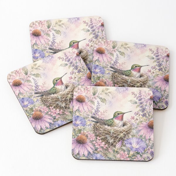 Item preview, Nesting Hummingbird Wildflower Watercolor Art designed and sold by Diego Re.