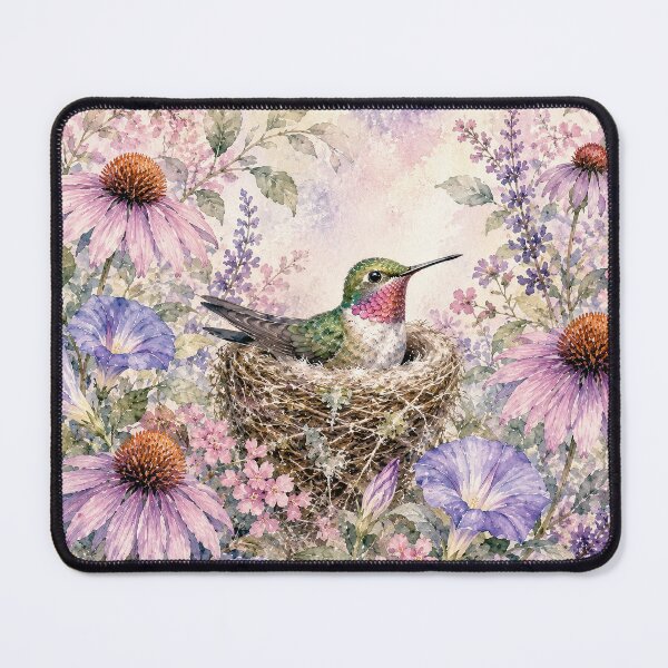 Item preview, Nesting Hummingbird Wildflower Watercolor Art designed and sold by Diego Re.