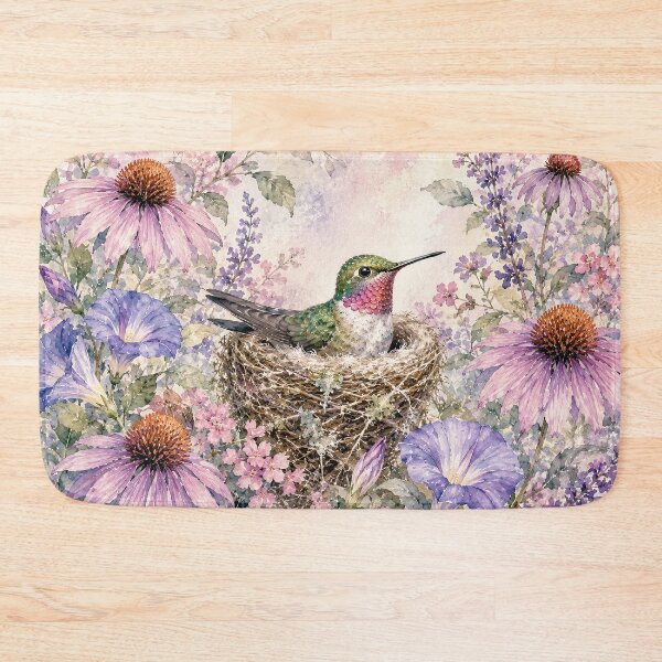 Item preview, Nesting Hummingbird Wildflower Watercolor Art designed and sold by Diego Re.