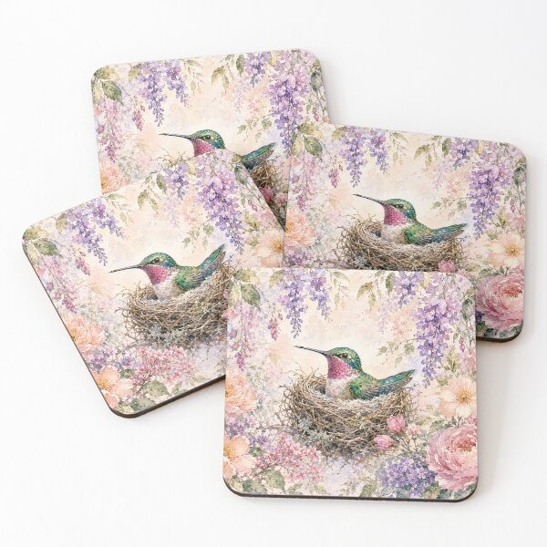 Item preview, Nesting Hummingbird Wisteria Blossom Painting designed and sold by Diego Re.