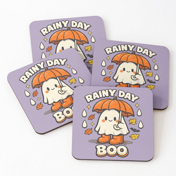 Item preview, Rainy Day Boo Cute Ghost Halloween Shirt – Pumpkin Umbrella Autumn Rain Design designed and sold by  MAD's Recreation Studio.