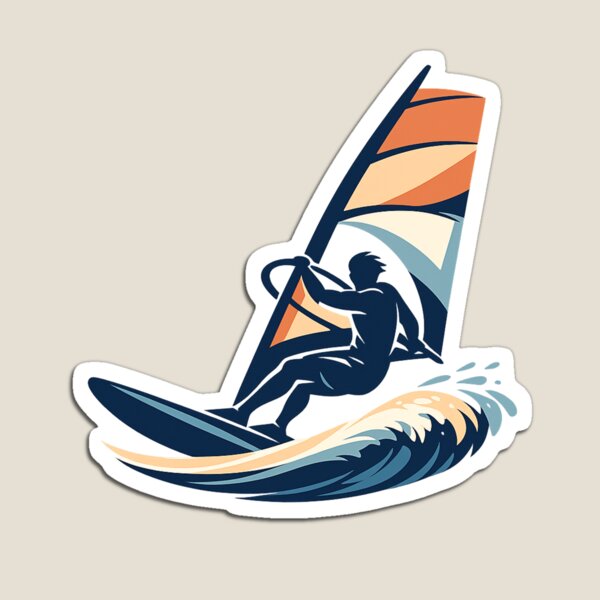 Item preview, Retro Windsurfer on Ocean Wave – Vintage Sailing Sports Design designed and sold by SilentPowerArt.