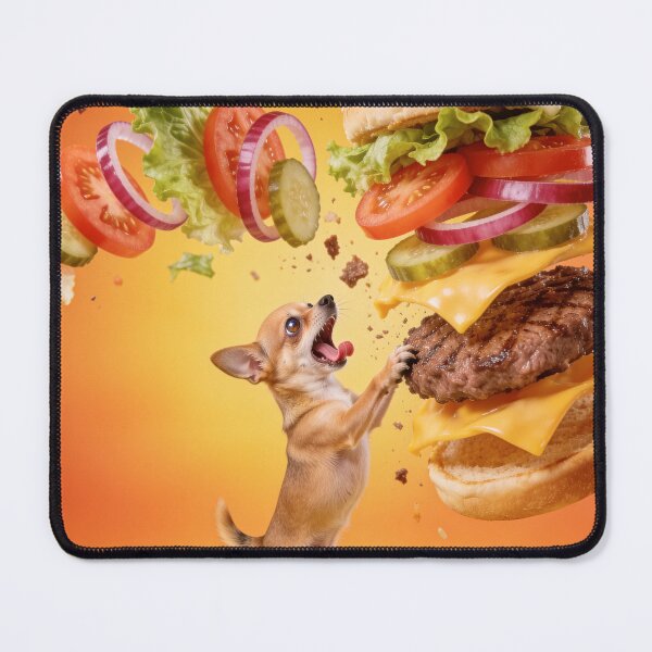 Item preview, Funny Chihuahua Wants to Eat Giant Cheeseburger designed and sold by OksArtStudio.
