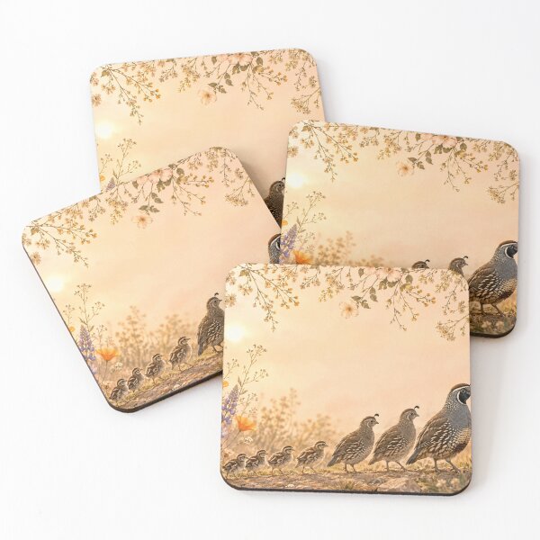 Item preview, Golden Trail – Quail Family in a California Wildflower Meadow designed and sold by Kimberly Palmer.