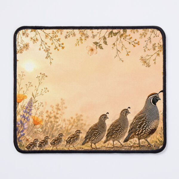 Item preview, Golden Trail – Quail Family in a California Wildflower Meadow designed and sold by Kimberly Palmer.