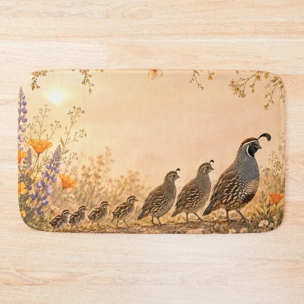 Item preview, Golden Trail – Quail Family in a California Wildflower Meadow designed and sold by Kimberly Palmer.