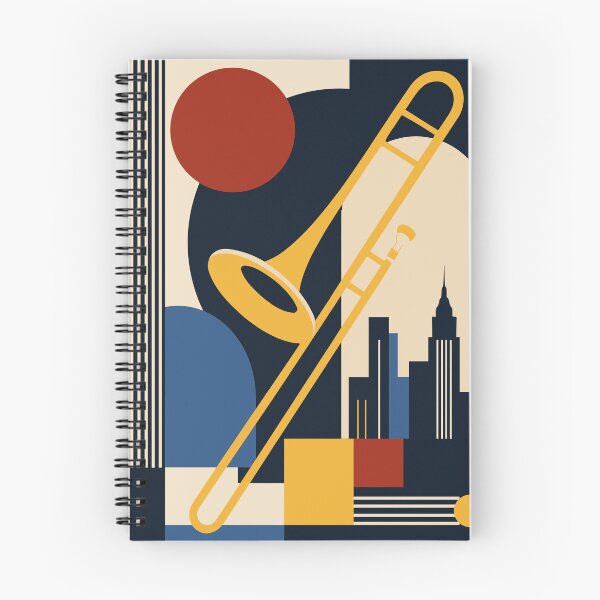 Item preview, Bauhaus Jazz Trombone Art | Mid Century Modern Music Art | Abstract Geometric Cityscape | Retro Brass Instrument Print designed and sold by Studio pod Burom.