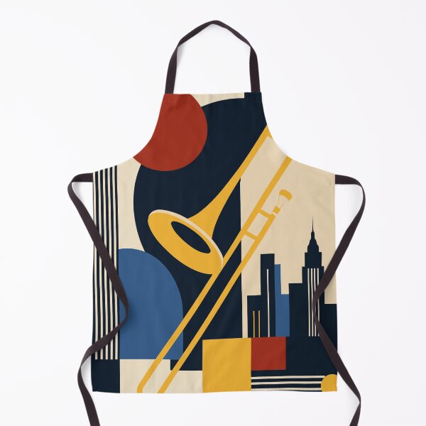 Item preview, Bauhaus Jazz Trombone Art | Mid Century Modern Music Art | Abstract Geometric Cityscape | Retro Brass Instrument Print designed and sold by Studio pod Burom.