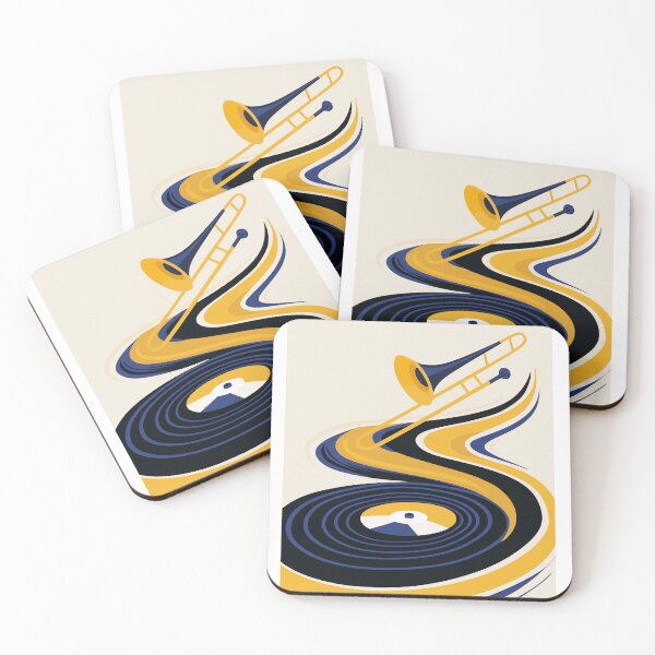 Item preview, Colorful Trombone & Vinyl Record Art & Blue And Orange Edition designed and sold by Studio pod Burom.
