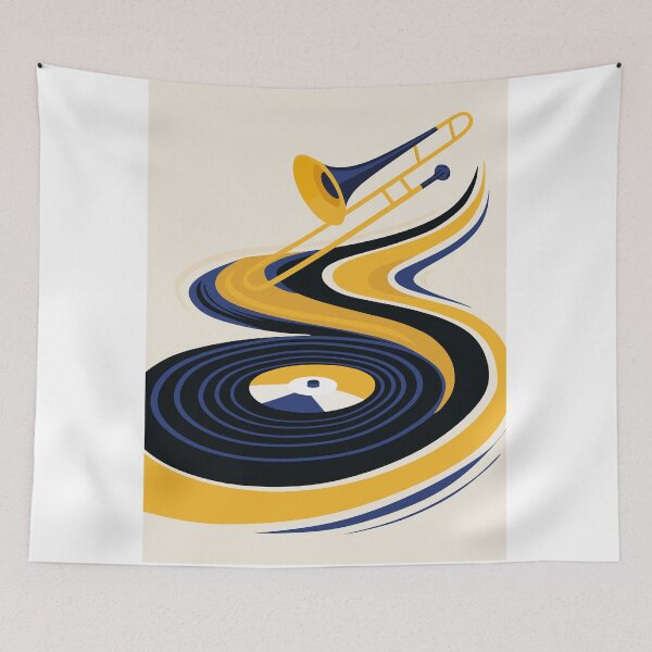 Item preview, Colorful Trombone & Vinyl Record Art & Blue And Orange Edition designed and sold by Studio pod Burom.