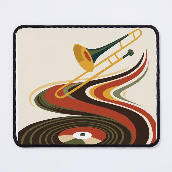 Item preview, Autmn Vintage Jazz Trombone & Vinyl Record Art & Red And Green Edition designed and sold by Studio pod Burom.
