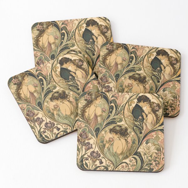 Item preview, Art Nouveau Romance Collage – Floral Lovers, Elegant Women & Belle Époque Botanical Art designed and sold by rimmatv.