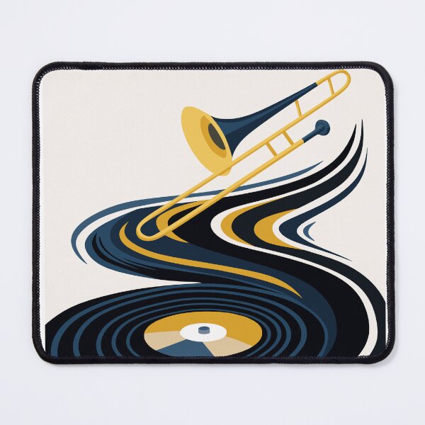 Item preview, Midnight Jazz Trombone & Vinyl Record Art & Indigo Blue And Orange Edition designed and sold by Studio pod Burom.