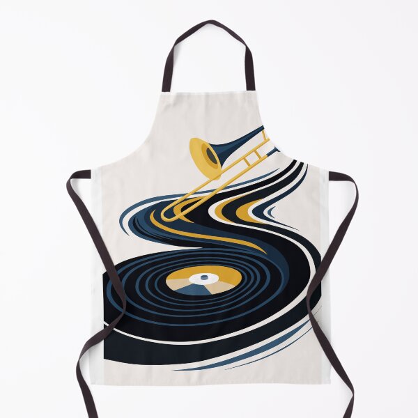 Item preview, Midnight Jazz Trombone & Vinyl Record Art & Indigo Blue And Orange Edition designed and sold by Studio pod Burom.