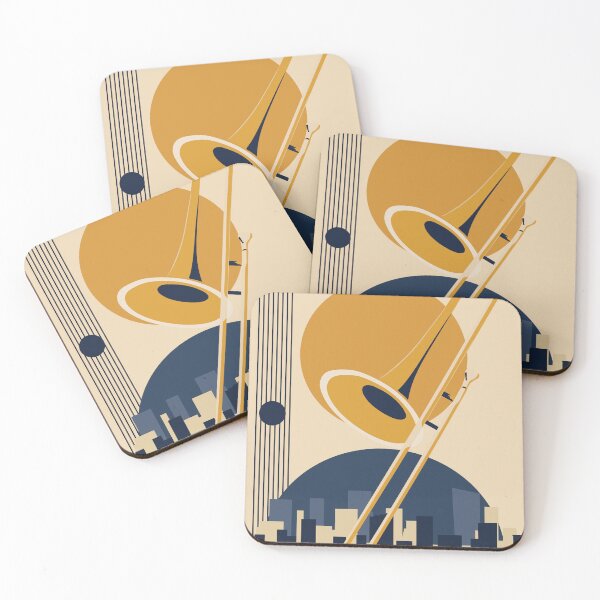Item preview, Bauhaus Trombone City Print| Minimalist Jazz Art | Mid-Century Modern Architecture Print | Blue And Beige Edition designed and sold by Studio pod Burom.