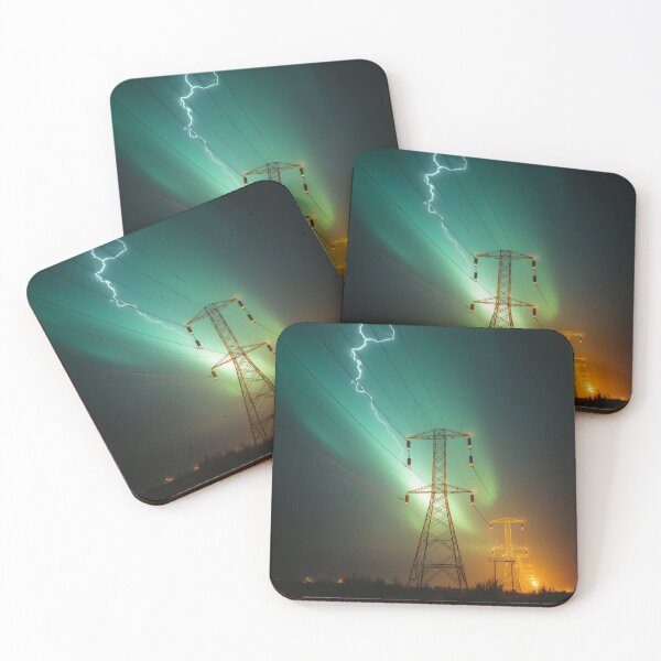 Item preview, Lightning Strike Over Power Lines | Dramatic Pylon Art designed and sold by Pylon-Bureau.