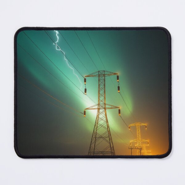 Item preview, Lightning Strike Over Power Lines | Dramatic Pylon Art designed and sold by Pylon-Bureau.