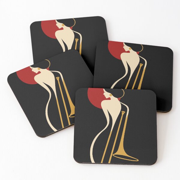 Item preview, Art Deco Trombone Lady – Minimalist Jazz Music Illustration designed and sold by Studio pod Burom.