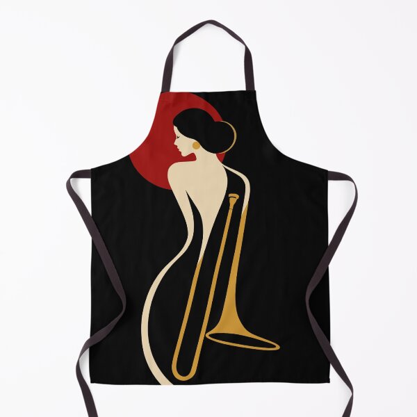 Item preview, Art Deco Trombone Lady – Minimalist Jazz Music Illustration designed and sold by Studio pod Burom.