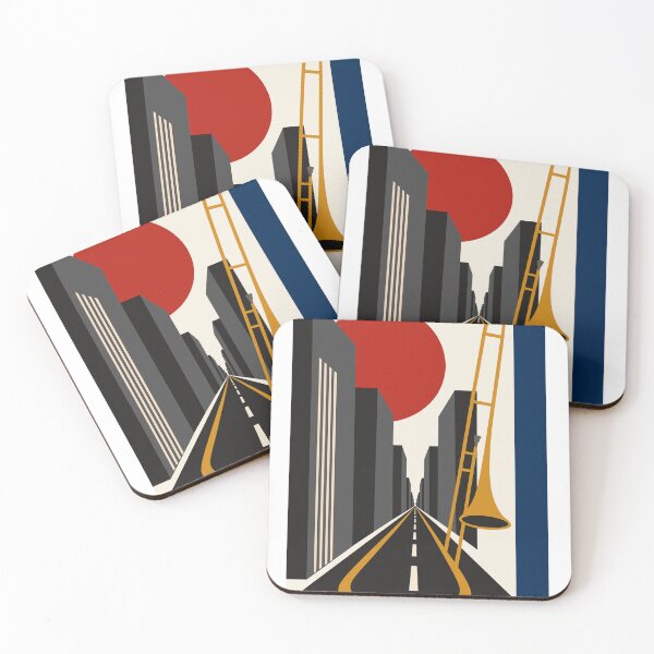 Item preview, Bauhaus City & Trombone Art | Minimalist Urban Jazz Print | Mid-Century Modern Print designed and sold by Studio pod Burom.