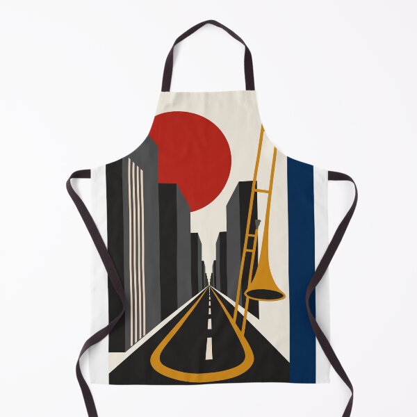 Item preview, Bauhaus City & Trombone Art | Minimalist Urban Jazz Print | Mid-Century Modern Print designed and sold by Studio pod Burom.