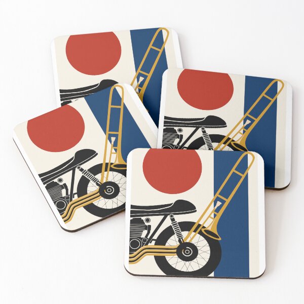 Item preview, Bauhaus Motorcycle & Trombone Art | Minimalist Jazz Garage Print | Mid-Century Modern Print designed and sold by Studio pod Burom.