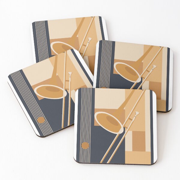 Item preview, Trombone Bauhaus Print, Mid Century Modern Music Art designed and sold by Studio pod Burom.
