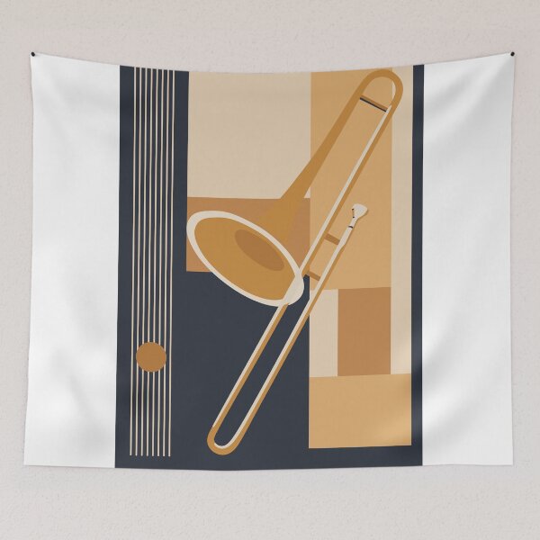 Item preview, Trombone Bauhaus Print, Mid Century Modern Music Art designed and sold by Studio pod Burom.