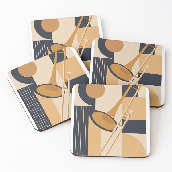 Item preview, Trombone Bauhaus Print, Mid Century Modern Music Art, Beige Edition designed and sold by Studio pod Burom.