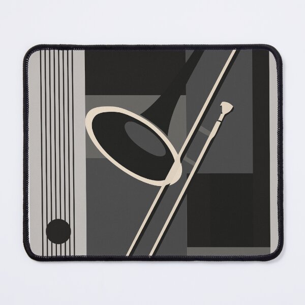 Item preview, Trombone Bauhaus Print, Mid Century Modern Music Art, Black And White Edition designed and sold by Studio pod Burom.