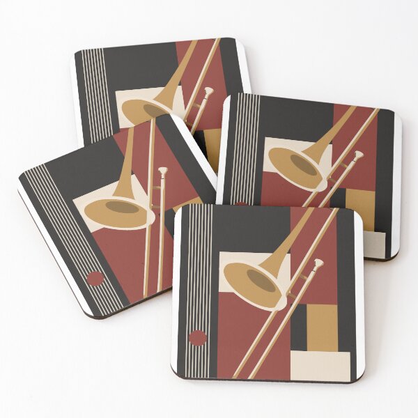 Item preview, Trombone Bauhaus Print, Mid Century Modern Music Art, Autumn Edition designed and sold by Studio pod Burom.