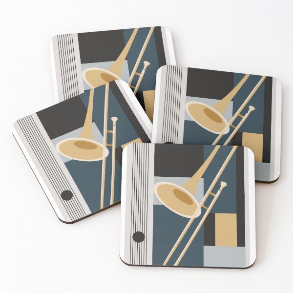 Item preview, Trombone Bauhaus Print, Mid Century Modern Music Art designed and sold by Studio pod Burom.
