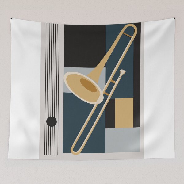 Item preview, Trombone Bauhaus Print, Mid Century Modern Music Art designed and sold by Studio pod Burom.
