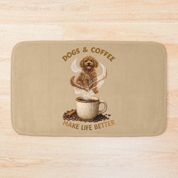 Item preview, Dogs and Coffee Make Life Better Vintage Goldendoodle Art designed and sold by CreativeArtistL.