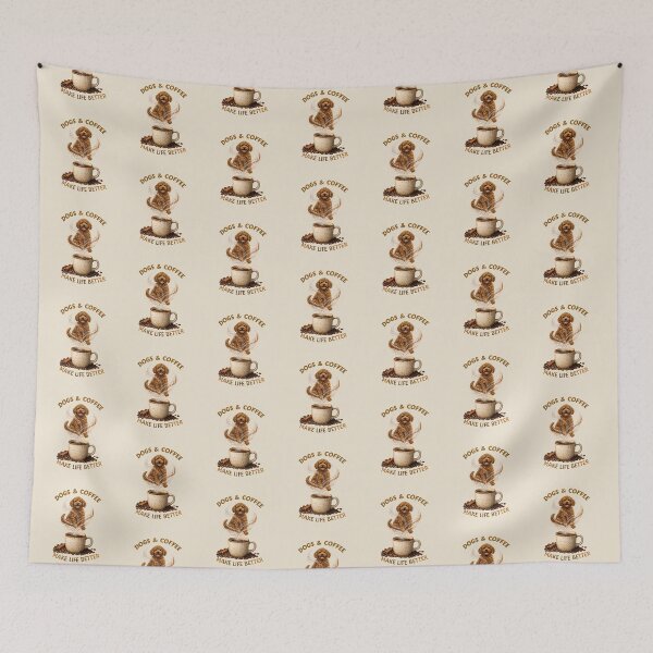 Item preview, Dogs and Coffee Make Life Better Vintage Goldendoodle Art designed and sold by CreativeArtistL.