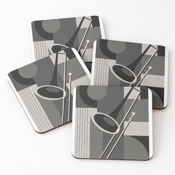 Item preview, Trombone Bauhaus Print, Mid Century Modern Music Art, Grey Shades Edition designed and sold by Studio pod Burom.