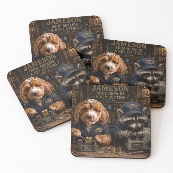Item preview, Jameson Shoe Repairs and Key Cutting, Louth — Dog and Raccoon Workshop Scene designed and sold by Paul Thompson Photography.
