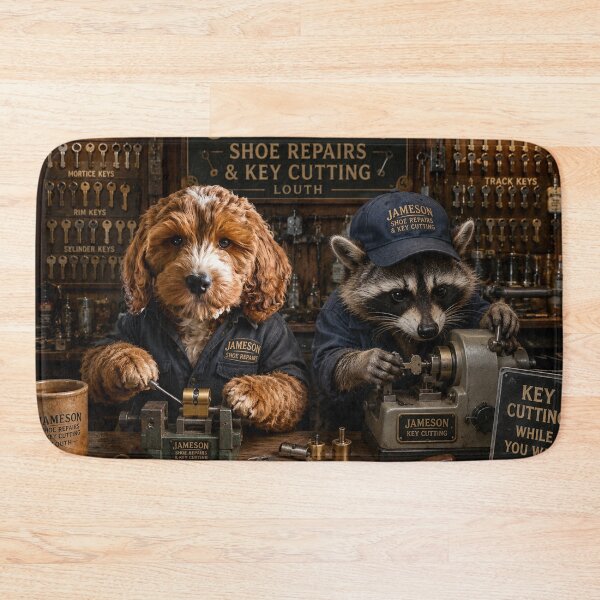 Item preview, Jameson Shoe Repairs and Key Cutting, Louth — Dog and Raccoon Workshop Scene designed and sold by Paul Thompson Photography.