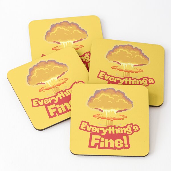 Item preview, Everything's Fine! cartoon aesthetic dark humor atomic bomb designed and sold by InanimateArt.
