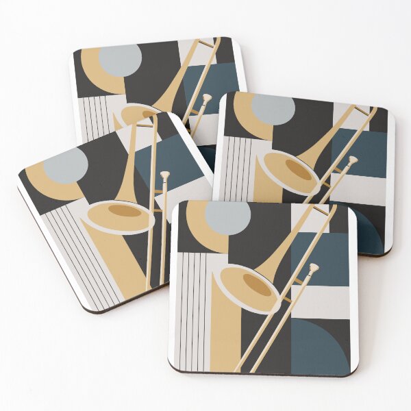 Item preview, Trombone Bauhaus Print, Mid Century Modern Music Art, Vintage Edition designed and sold by Studio pod Burom.