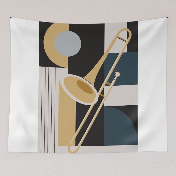 Item preview, Trombone Bauhaus Print, Mid Century Modern Music Art, Vintage Edition designed and sold by Studio pod Burom.