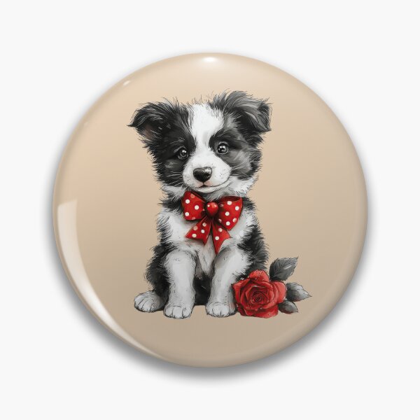 Item preview, Cute Border Collie Puppy and Red Rose designed and sold by Erika Kaisersot.