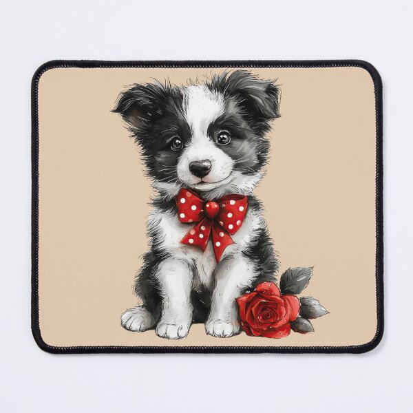 Item preview, Cute Border Collie Puppy and Red Rose designed and sold by Erika Kaisersot.