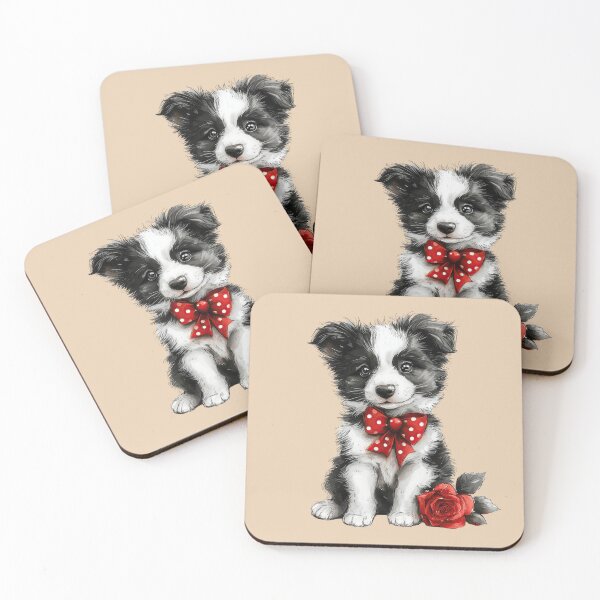 Item preview, Cute Border Collie Puppy and Red Rose designed and sold by Erika Kaisersot.