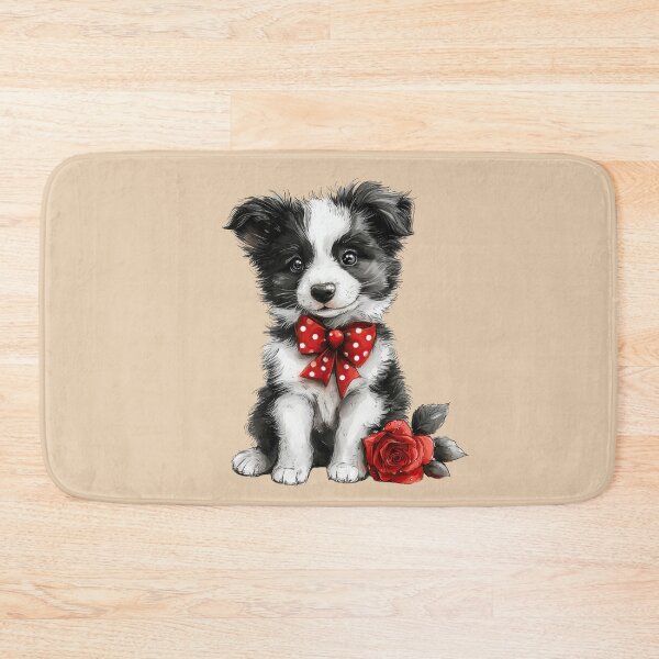 Item preview, Cute Border Collie Puppy and Red Rose designed and sold by Erika Kaisersot.