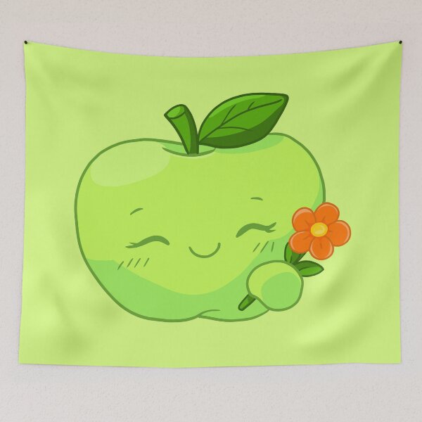 Item preview, Cute Green Apple Character Illustration designed and sold by Phyllya Design.
